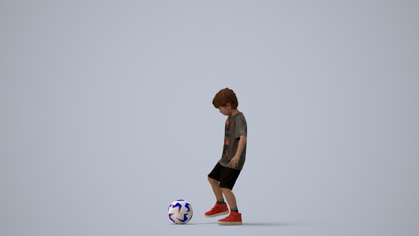 realistic 3D boy casual kids, scanned archviz people for Blender and 3ds Max, three-quarter view render
