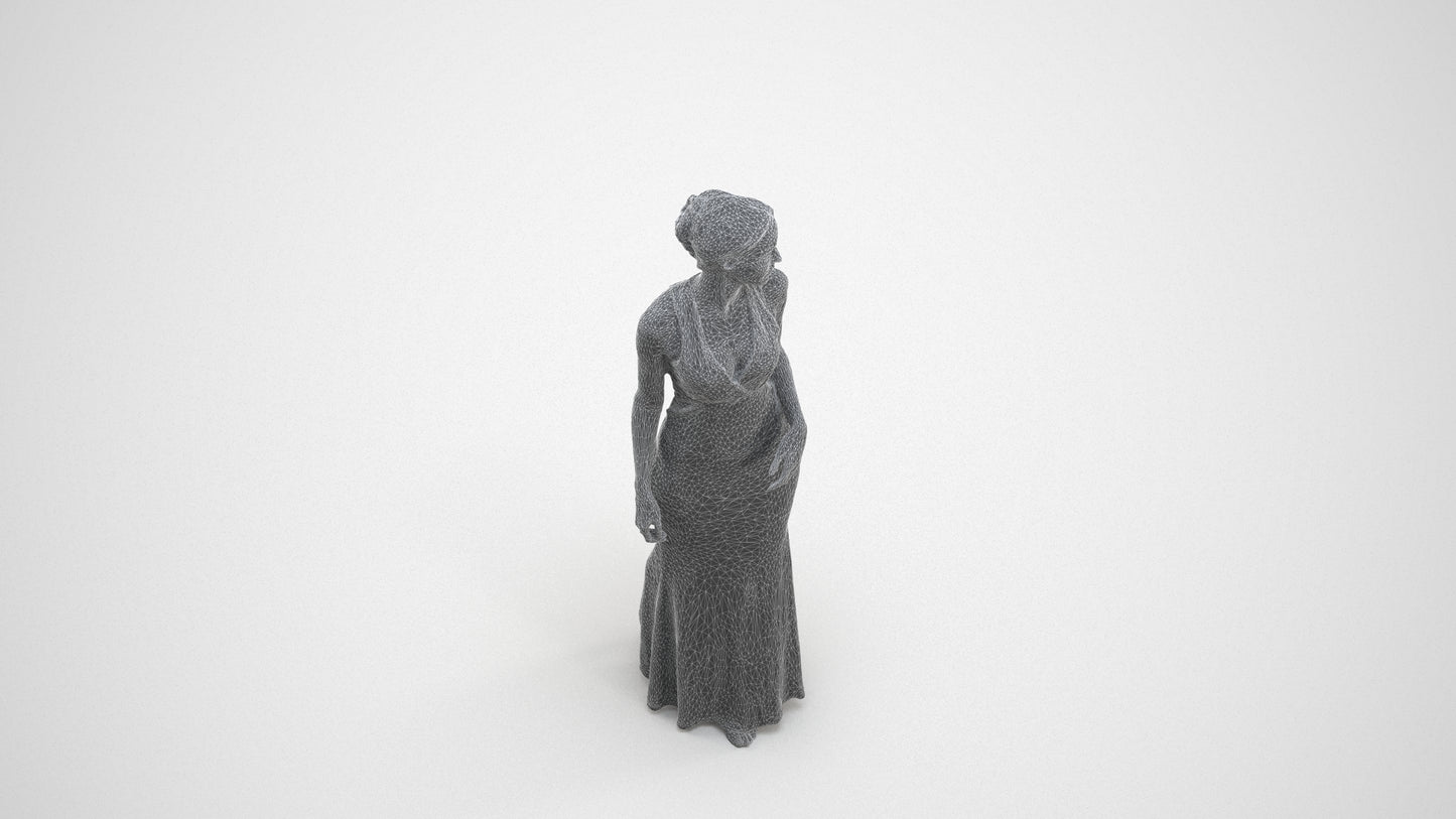 realistic 3D people woman formal formalaffairs, render-ready for V-Ray and Corona, FBX OBJ, wireframe three-quarter view