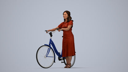 3D people model woman casual mix, scanned human for 3ds Max rendering, top-down view render