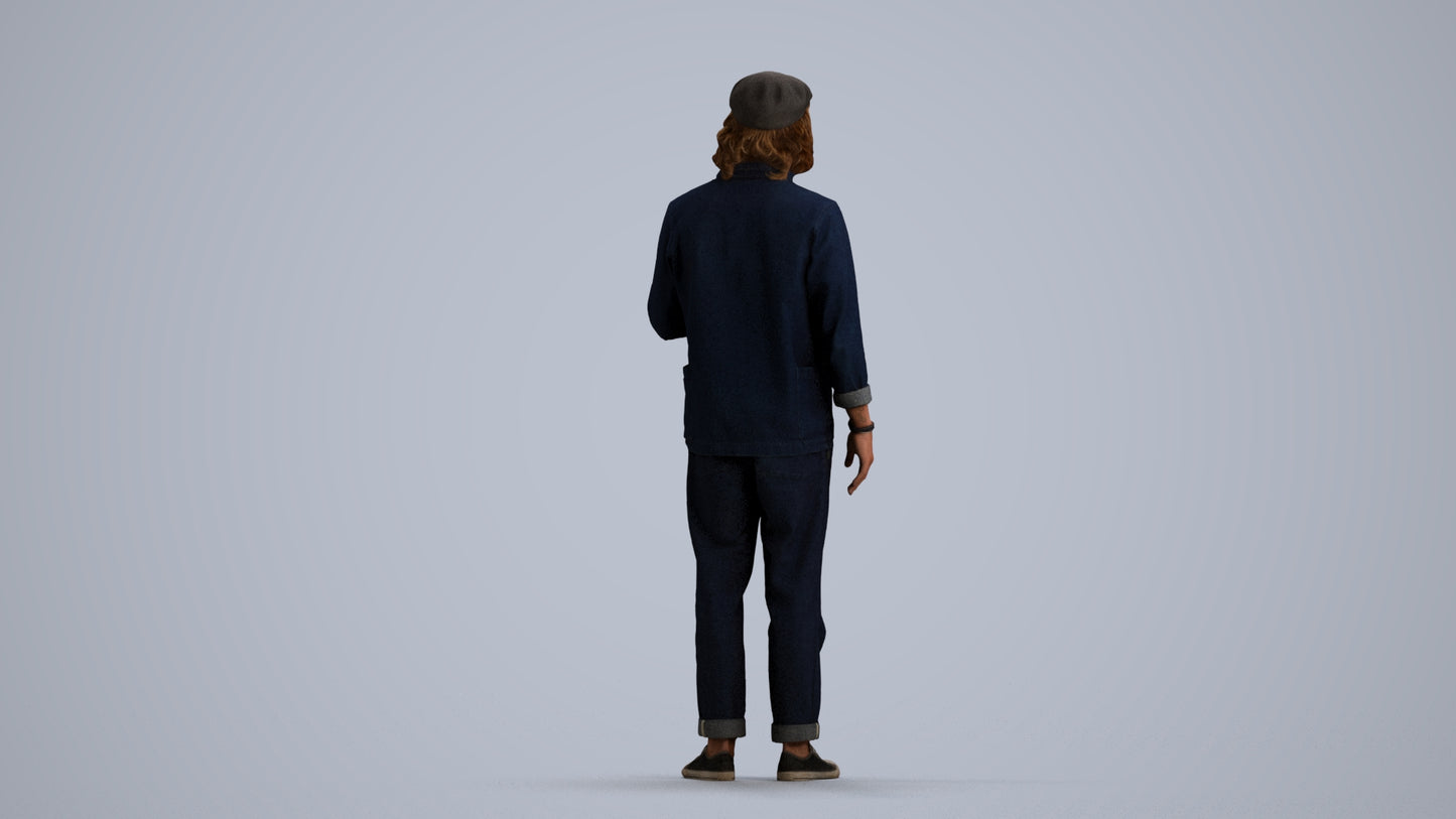 realistic 3D people man casual standing, render-ready for V-Ray and Corona, FBX OBJ, front view render