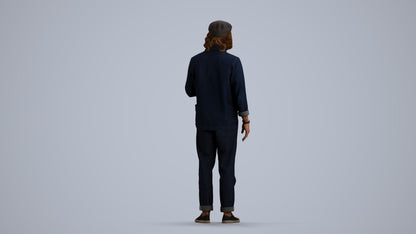 realistic 3D people man casual standing, render-ready for V-Ray and Corona, FBX OBJ, front view render