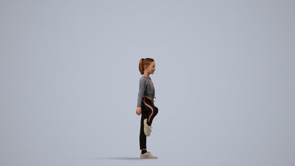scanned 3D girl sport kids, photogrammetry people for Enscape and V-Ray, side view render