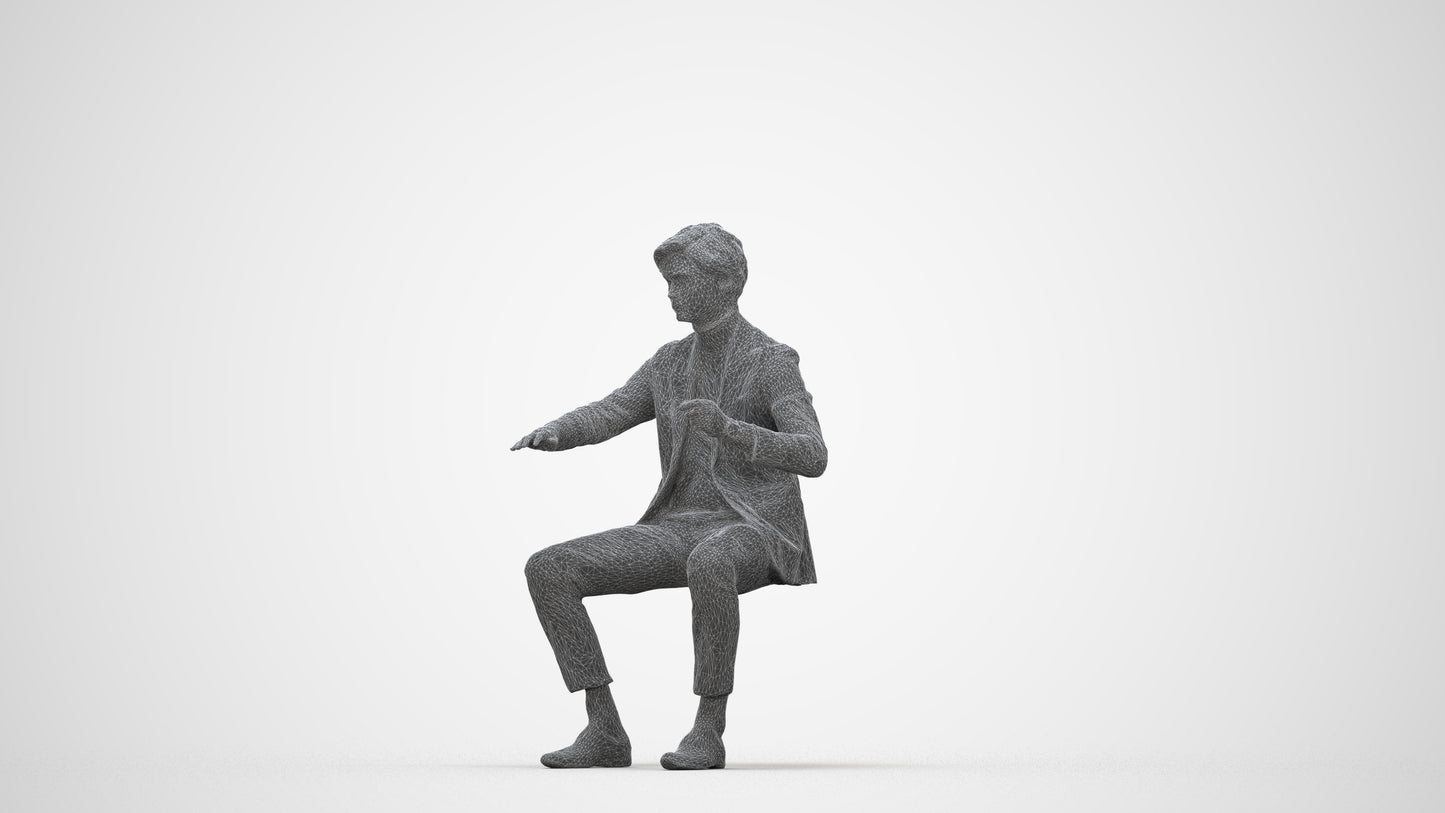 3D scanned man business, photorealistic archviz people for Enscape and SketchUp, wireframe back view
