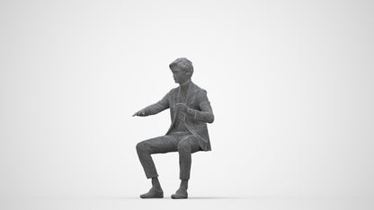 3D scanned man business, photorealistic archviz people for Enscape and SketchUp, wireframe back view