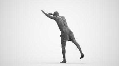 3D people model man pool, scanned human for 3ds Max rendering, wireframe front view