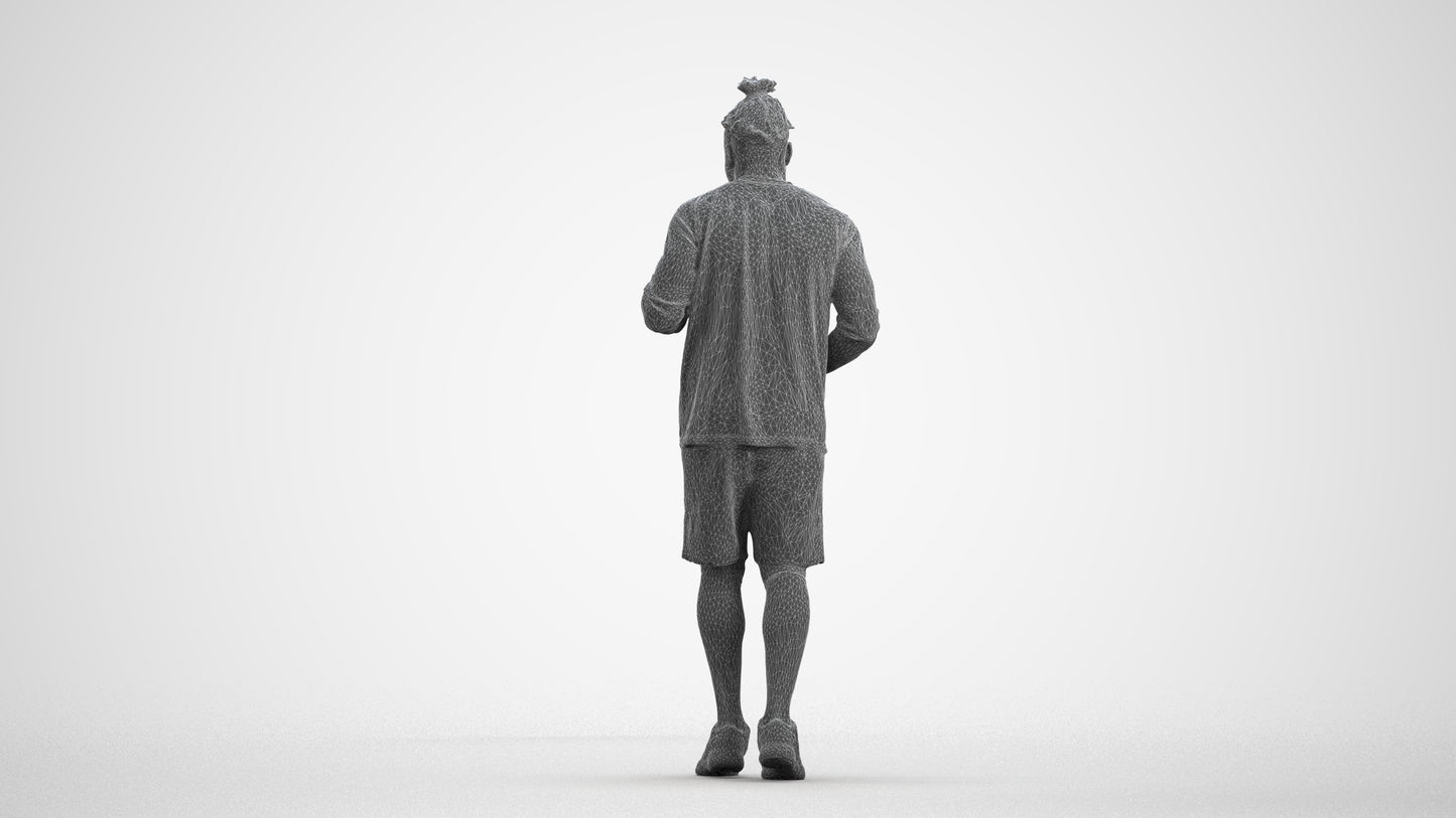 scanned 3D man sport, photogrammetry people for Enscape and V-Ray, wireframe front view