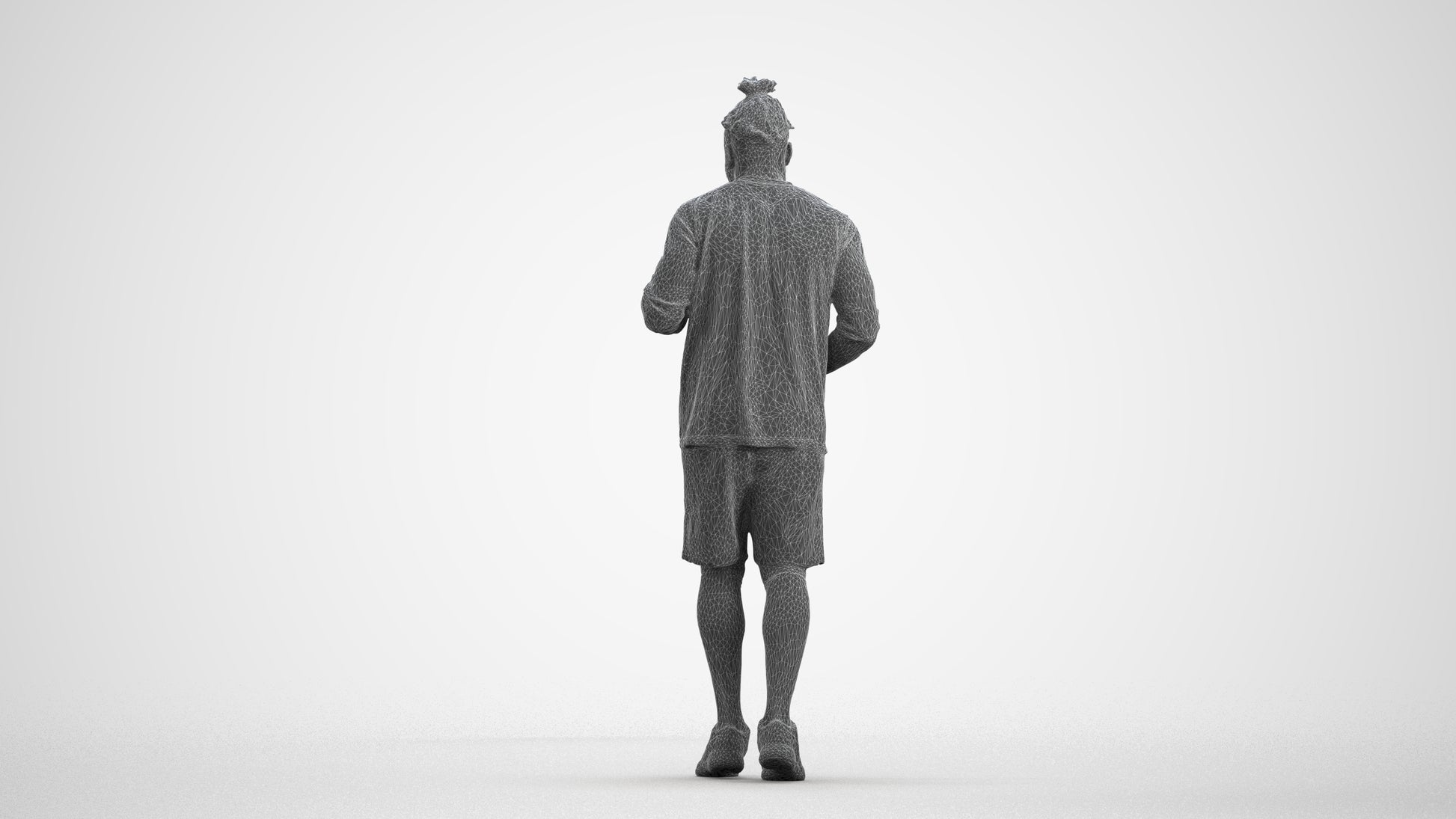 scanned 3D man sport, photogrammetry people for Enscape and V-Ray, wireframe front view