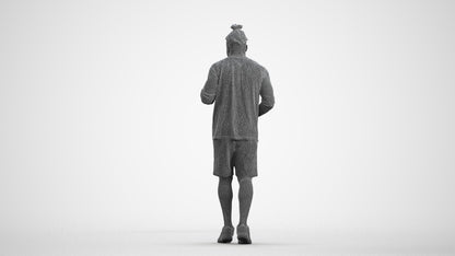 scanned 3D man sport, photogrammetry people for Enscape and V-Ray, wireframe front view
