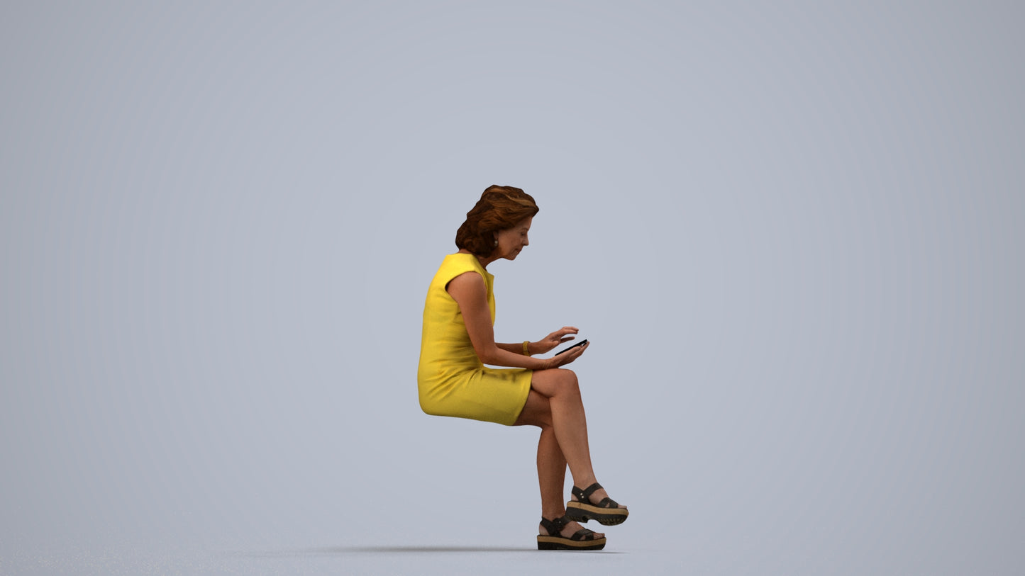 realistic 3D people woman business sitting, render-ready for V-Ray and Corona, FBX OBJ, side view render