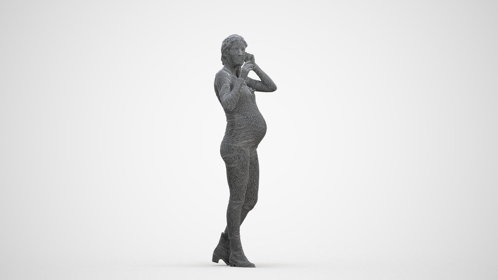 realistic 3D human woman casual walking, archviz people FBX OBJ for Blender, three-quarter front view render