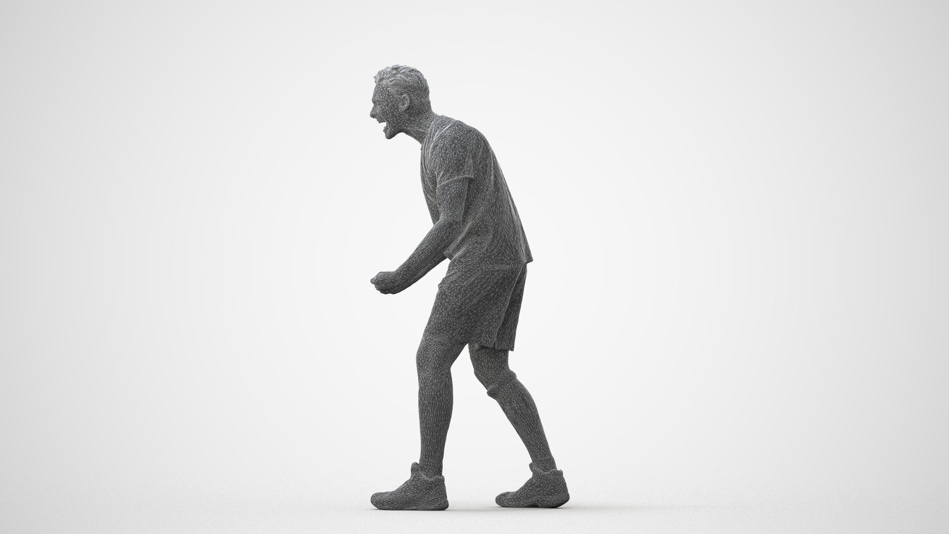 3D human model man sport, photogrammetry scanned person for archviz, square thumbnail