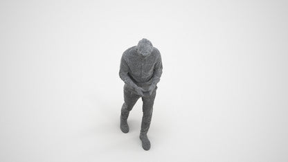 realistic 3D man casual walking, scanned archviz people for Blender and 3ds Max, wireframe three-quarter view