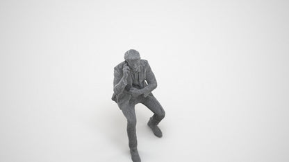 realistic 3D human man business, archviz people FBX OBJ for Blender, wireframe three-quarter view