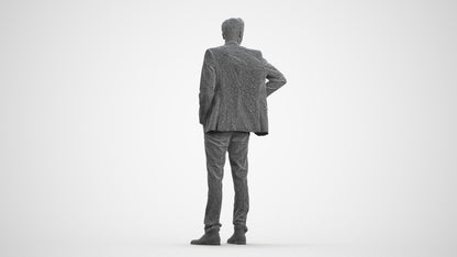 realistic 3D man business, scanned archviz people for Blender and 3ds Max, wireframe front view