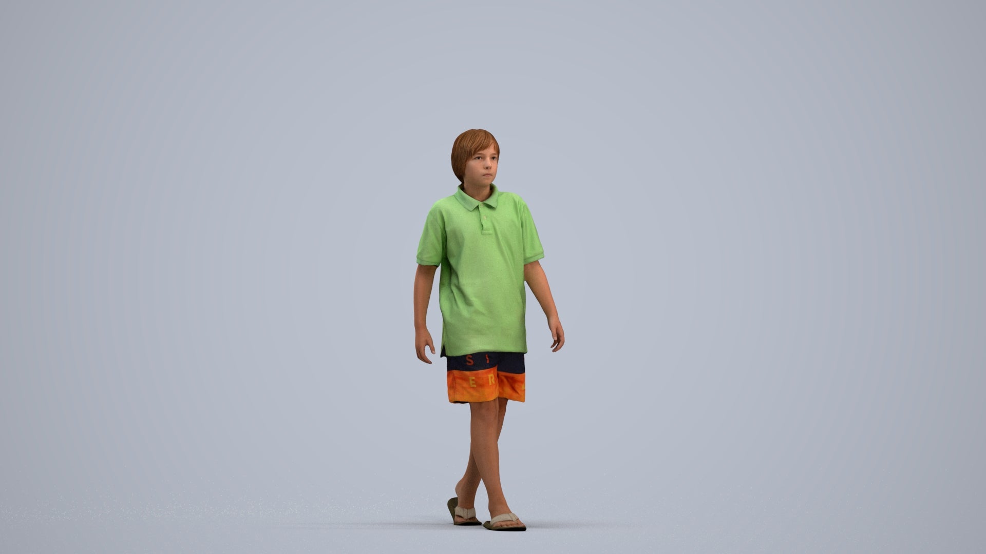 3D scanned boy kids, photorealistic archviz people for Enscape and SketchUp, standing pose render