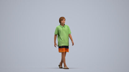 3D scanned boy kids, photorealistic archviz people for Enscape and SketchUp, standing pose render