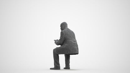 realistic 3D human man business, archviz people FBX OBJ for Blender, wireframe front view