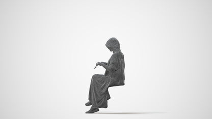 photogrammetry 3D woman casual sitting, realistic human model archviz FBX, square thumbnail