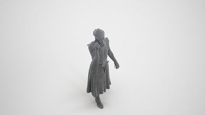 realistic 3D human woman casual walking, archviz people FBX OBJ for Blender, wireframe three-quarter view