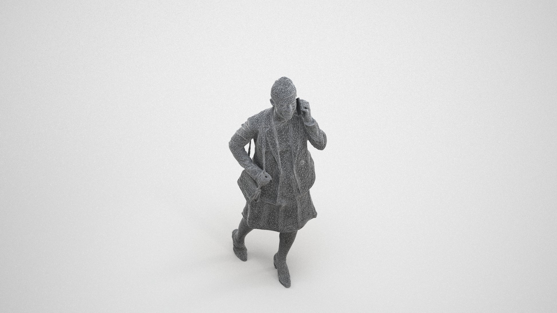 photogrammetry 3D woman business, realistic human model archviz FBX, wireframe three-quarter view
