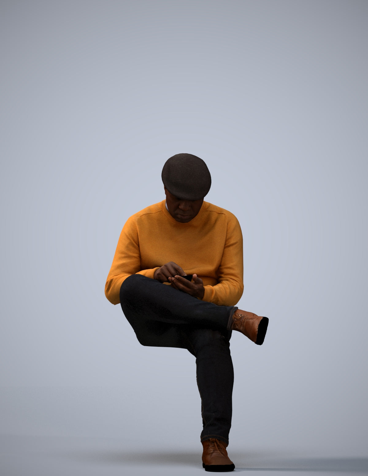 realistic 3D human man casual sitting, archviz people FBX OBJ for Blender