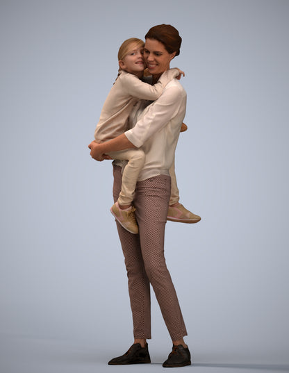 3D scanned girl kids casual, photorealistic archviz people for Enscape and SketchUp