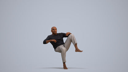 3D people model man casual bathroom, scanned human for 3ds Max rendering, standing pose render