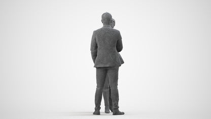 3D human model woman casual business, photogrammetry scanned person for archviz, wireframe side view