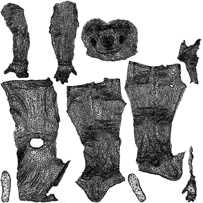 realistic 3D man casual standing, scanned archviz people for Blender and 3ds Max, wireframe top-down view