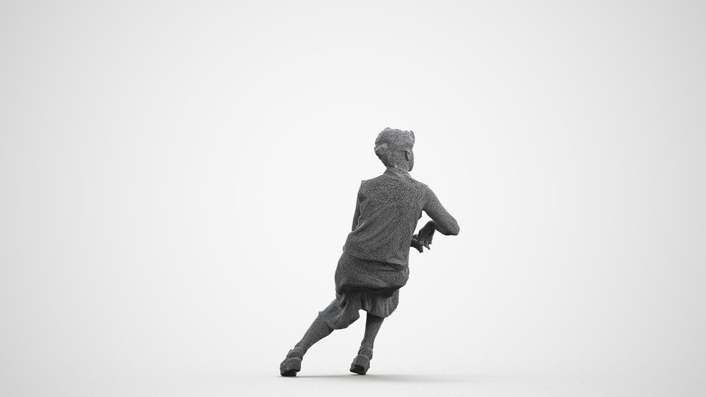 3D scanned woman sitting casual, photorealistic archviz people for Enscape and SketchUp, wireframe front view