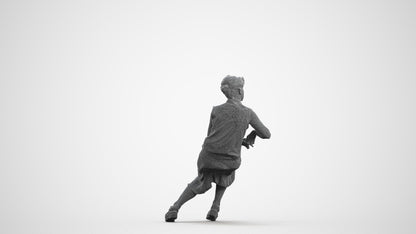 3D scanned woman sitting casual, photorealistic archviz people for Enscape and SketchUp, wireframe front view