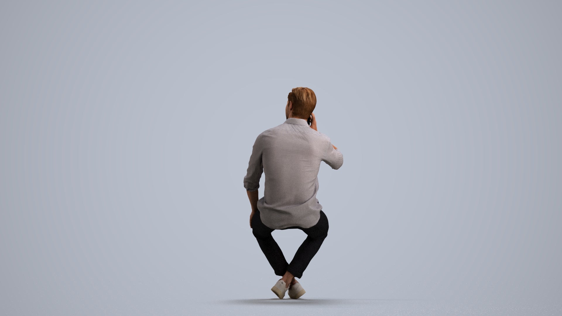 realistic 3D people man casual sitting, render-ready for V-Ray and Corona, FBX OBJ, front view render