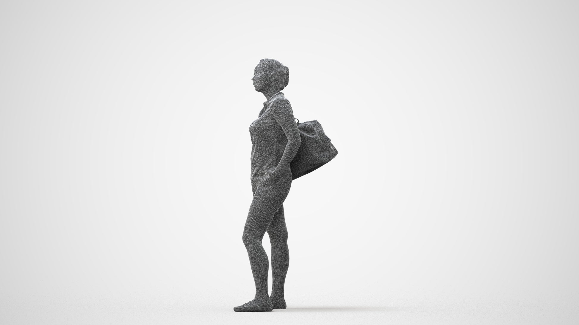 3D scanned woman standing casual, photorealistic archviz people for Enscape and SketchUp, square thumbnail