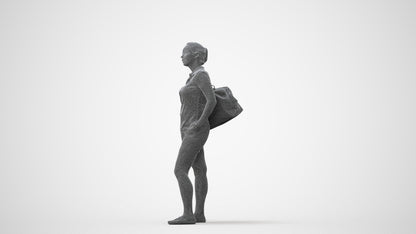 3D scanned woman standing casual, photorealistic archviz people for Enscape and SketchUp, square thumbnail