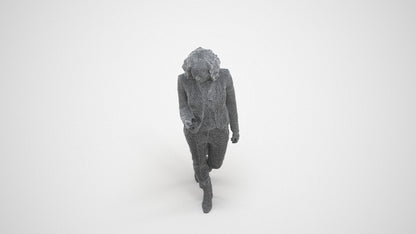 realistic 3D woman business walking, scanned archviz people for Blender and 3ds Max, wireframe three-quarter view
