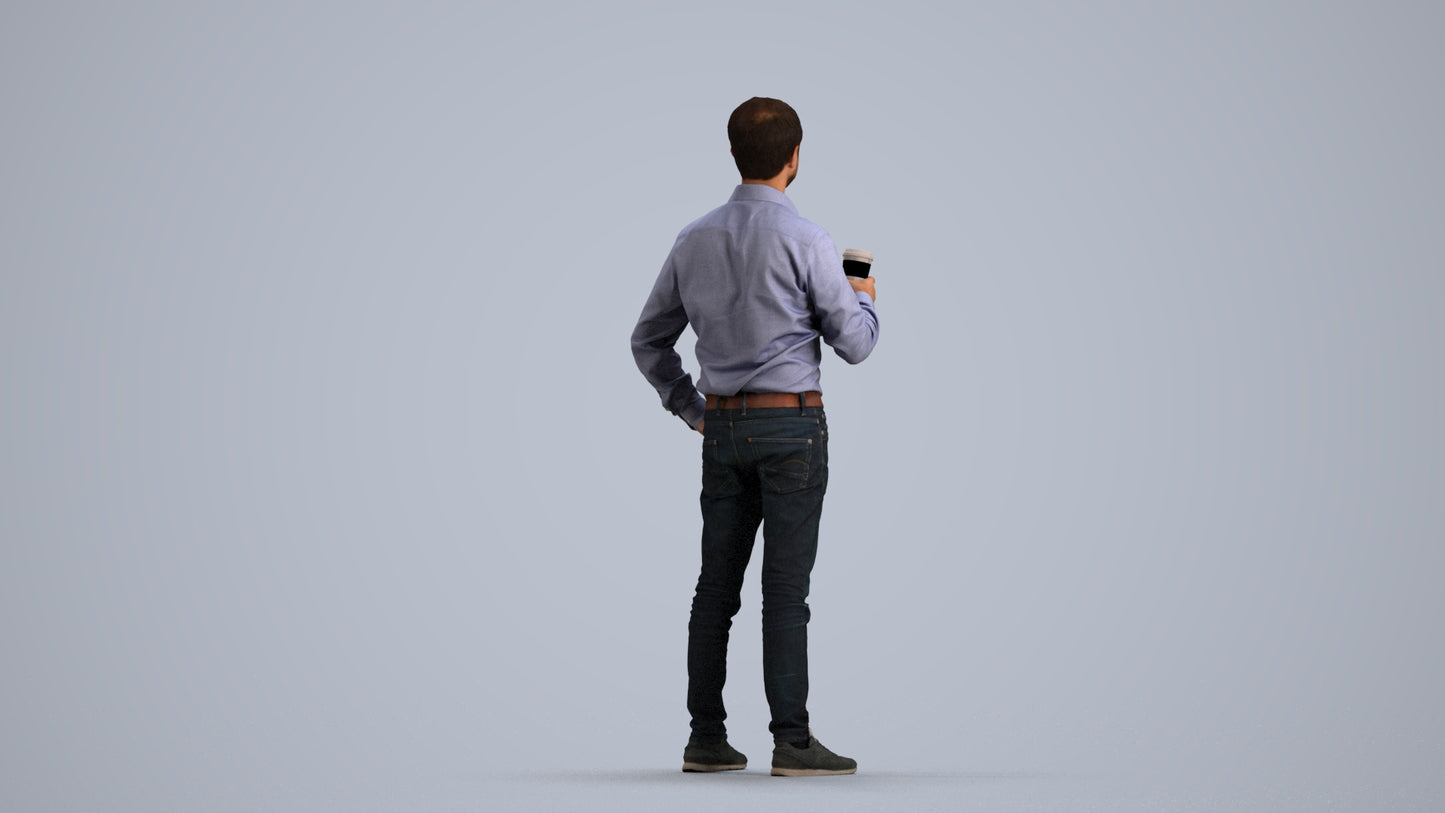 3D scanned man business, photorealistic archviz people for Enscape and SketchUp, front view render
