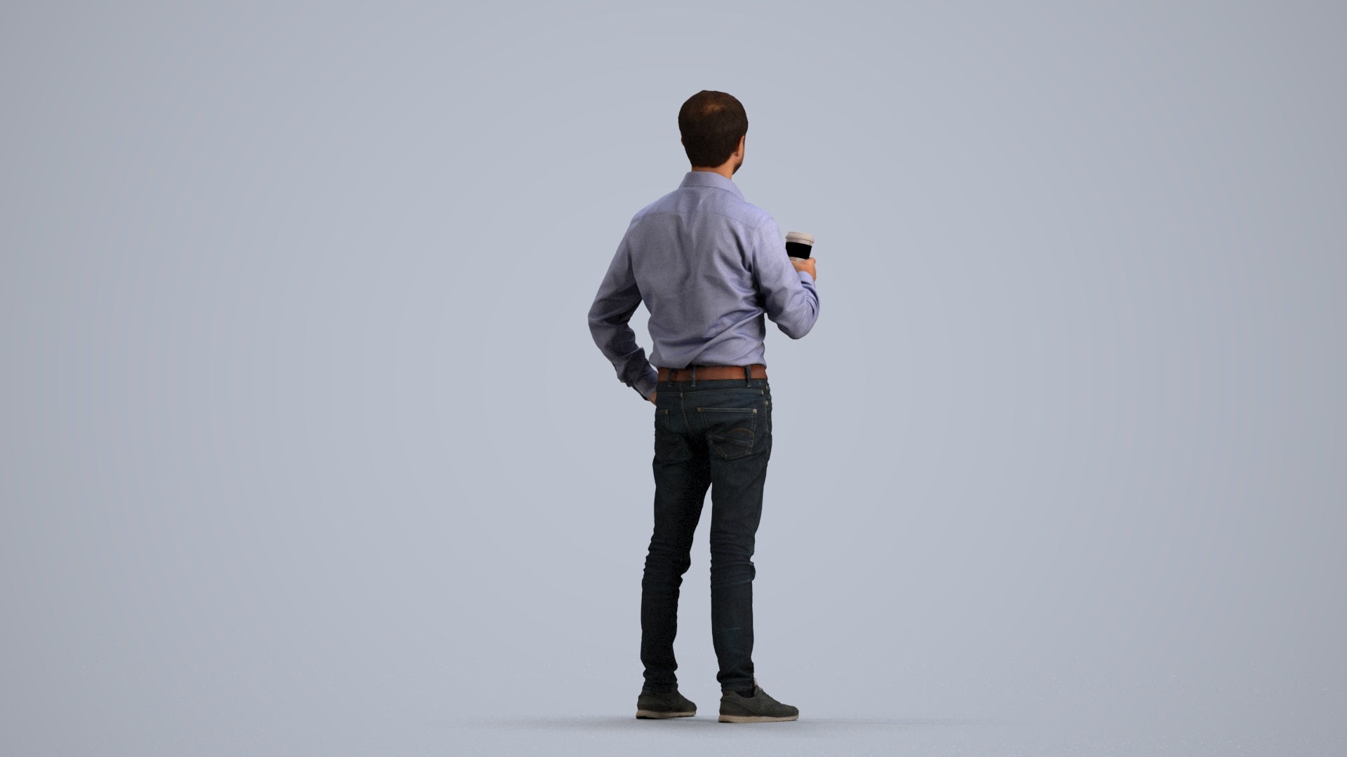 3D scanned man business, photorealistic archviz people for Enscape and SketchUp, front view render