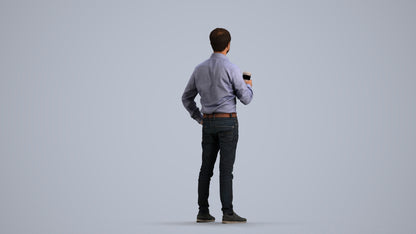 3D scanned man business, photorealistic archviz people for Enscape and SketchUp, front view render