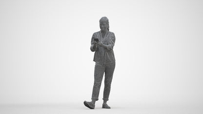 3D people model woman casual standing, scanned human for 3ds Max rendering, three-quarter front view render