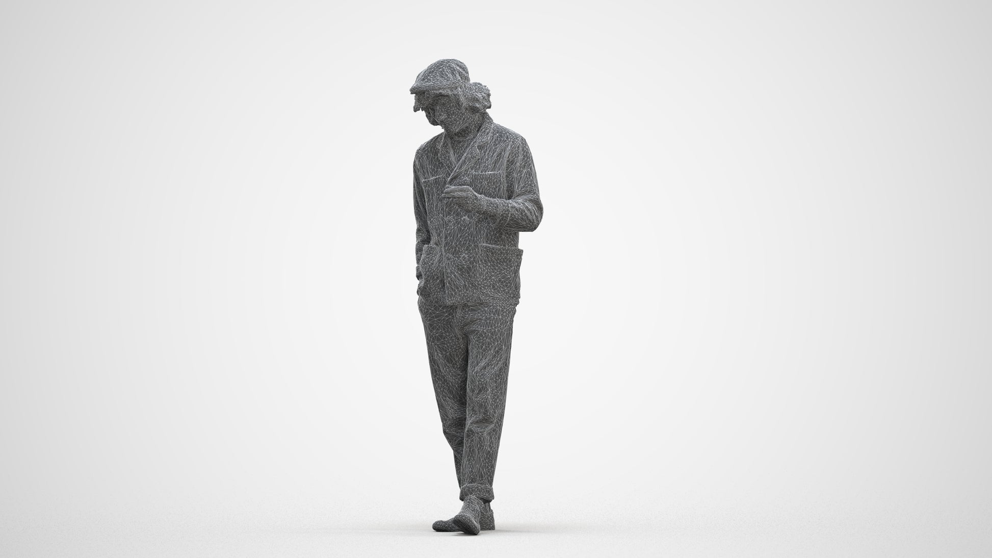 realistic 3D human man casual standing, archviz people FBX OBJ for Blender, three-quarter front view render