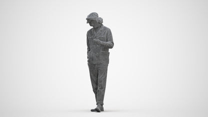 realistic 3D human man casual standing, archviz people FBX OBJ for Blender, three-quarter front view render