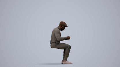 realistic 3D man casual sitting, scanned archviz people for Blender and 3ds Max, side view render