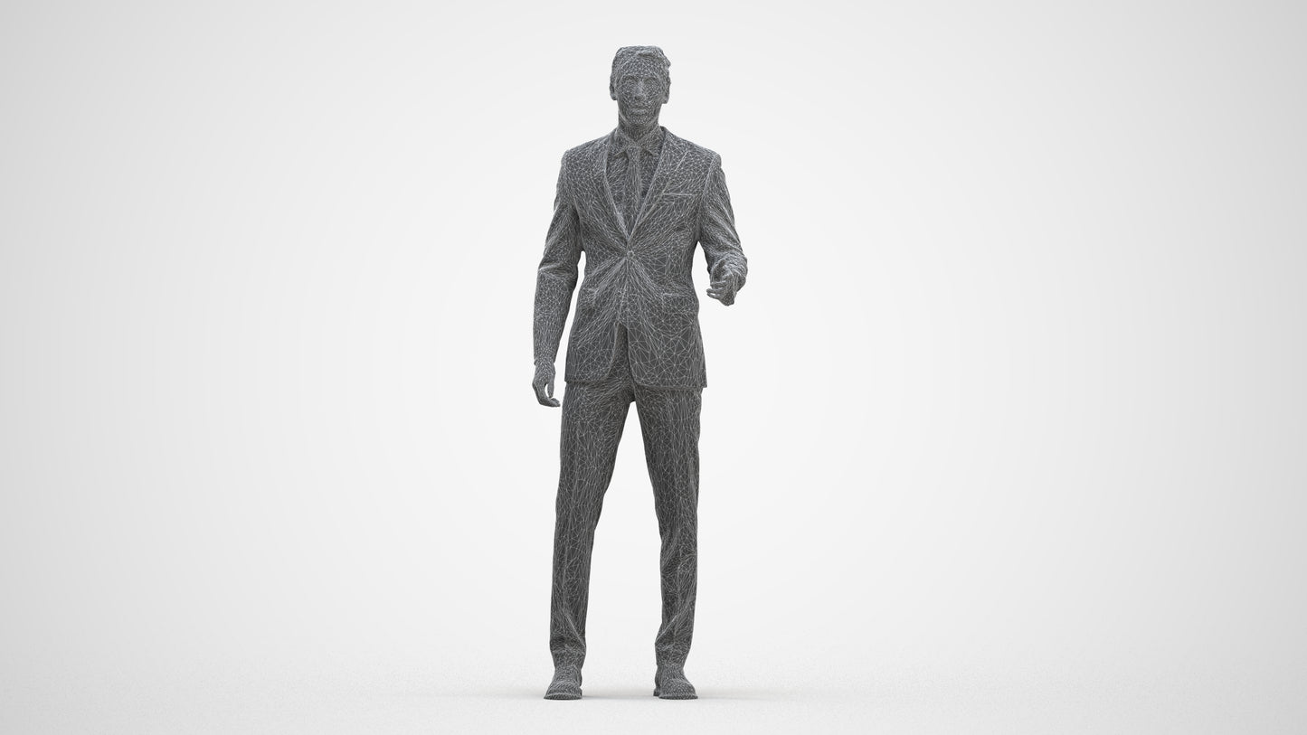 3D people model man business, scanned human for 3ds Max rendering, three-quarter front view render