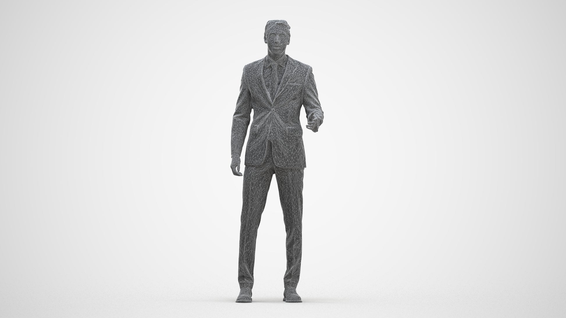 3D people model man business, scanned human for 3ds Max rendering, three-quarter front view render