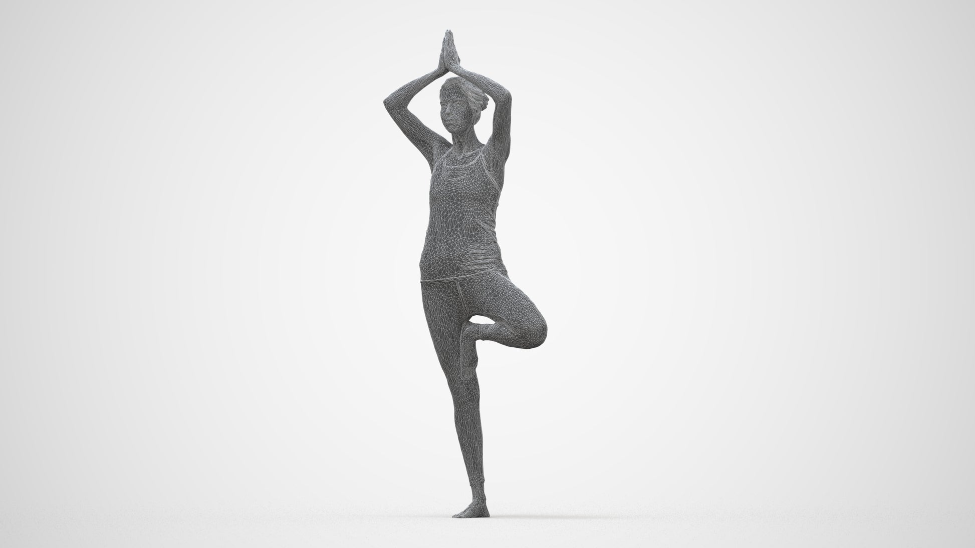 realistic 3D human woman sport, archviz people FBX OBJ for Blender, wireframe back view