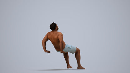 realistic 3D human man pool, archviz people FBX OBJ for Blender, side view render