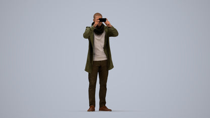 realistic 3D human man casual standing, archviz people FBX OBJ for Blender, top-down view render