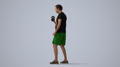 photogrammetry 3D man sport, realistic human model archviz FBX, three-quarter view render