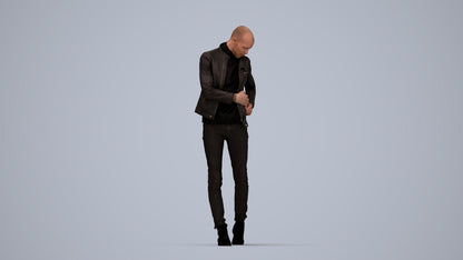 3D scanned man walking casual, photorealistic archviz people for Enscape and SketchUp, top-down view render