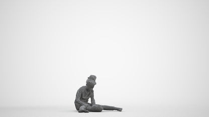 3D human model girl kids, photogrammetry scanned person for archviz, three-quarter front view render
